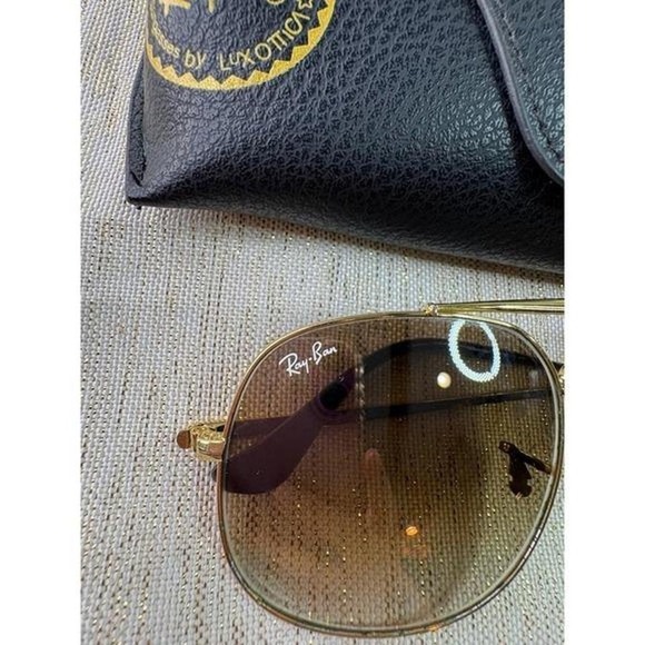 Ray-Ban sunglasses gold band light brown color main image 5